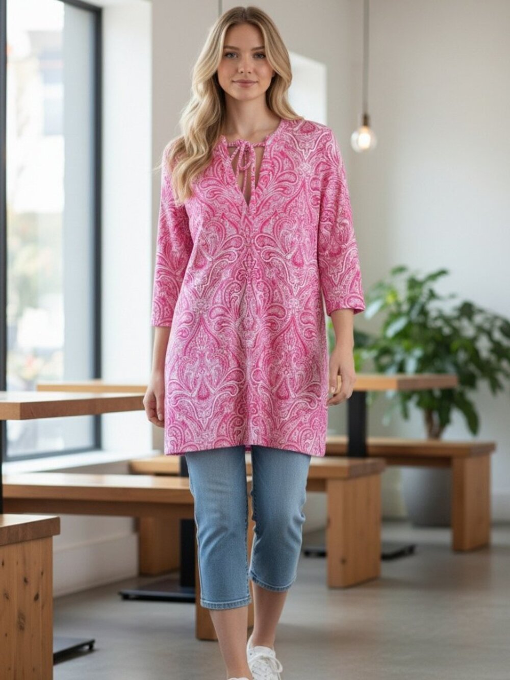 J. McLaughlin Pink Paisley Tunic